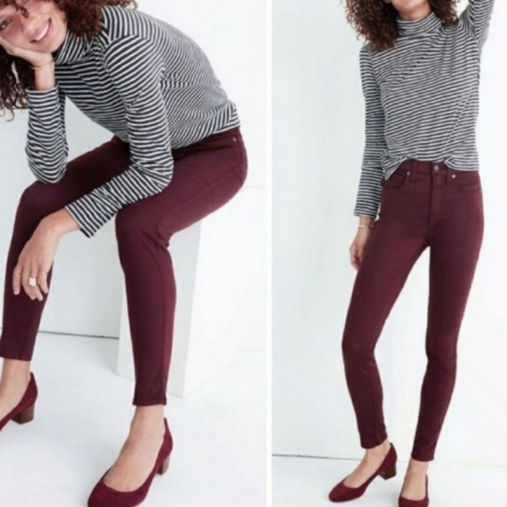 Madewell 9" High Riser Skinny Skinny Jeans Burgundy Maroon 27